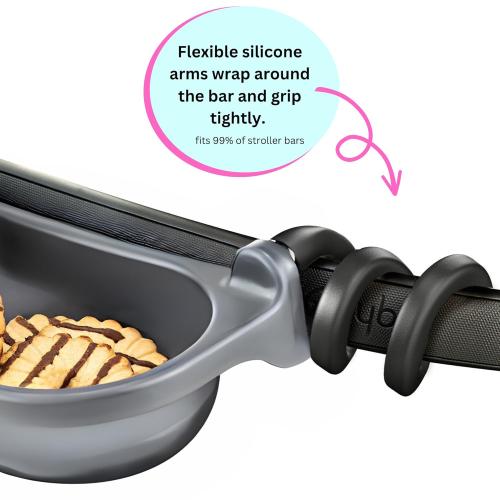 Swanoo Universal Stroller Snack Tray | Compatible with Nuna | Stroller Cup Holder | Silicone Arms Grip Bumper Bar | Stroller Tray Attachment with Cups Holder for Baby Toddler | Stroller Accessories