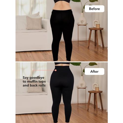 SHAPERMINT High Waisted Tummy Control Compression Leggings for Women - Petite to Plus Size Womens Leggings Non See Through