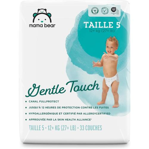 4pack of Amazon Brand - Mama Bear Gentle Touch Diapers, Size 5, 33 Count, 12 Hours Protection, Hypoallergenic, Wetness Indicator, Stretchy Waistband