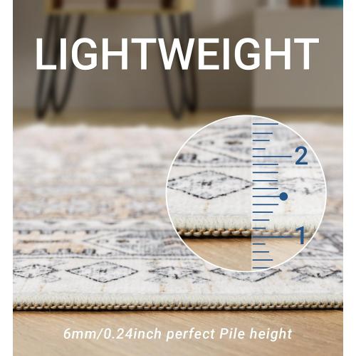 zesthome 10x14 Entryway Rug, Soft Washable Rugs, Non Slip Area Rug, Stain Resistant Low Pile Rugs for Bedroom, Vintage Rug for Door Mat, Kitchen (Beige,10x14)