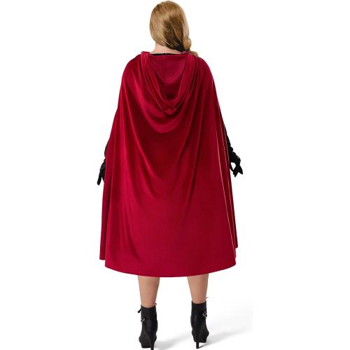 SIZE 3XL Spooktacular Creations Women Little Red Riding Hood Costume, Halloween Hooded Cloak Adult Cape Dress for Fairy Cosplay Party