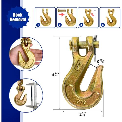 3/8 Chain Trailer Chains with Hooks, Grade 80 Tow Log Chain 7100 lbs Working Load for Truck Farm Construction(3/8 in x 10FT)