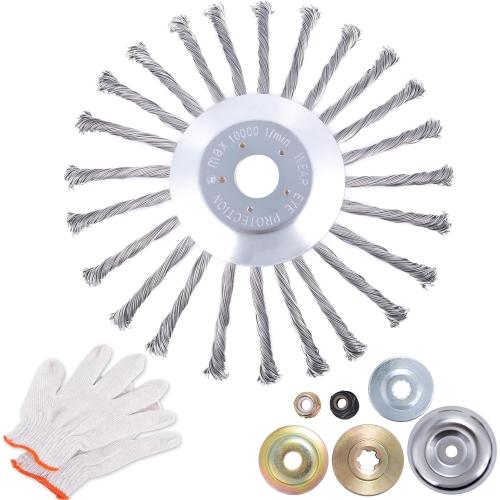 CHANGE MOORE 10 Inch Steel Wire Rotary Weed Brush Cutter Trimmer Head Weed Eater Cutter Blade with Universal Adapter Kits for String Trimmer Gardening Lawnmower Moss Grass Rust Removal Style A