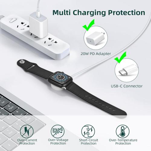 Vertebraid Fast Charging USB C Watch Charger Cord Compatible for Apple Watch, Magnetic Charging Cable Compatible for Series 11/10/9/8/7/Ultra/Ultra2/SE3/SE2/6/5/4/3/2/1/SE1, Type C Cord, 4.9ft