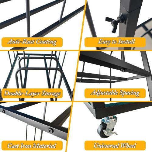 Art Canvas Storage Rack, Metal Art Drying Rack with Wheels, Adjustable Paint Drying Stand, Large Canvas Boards Rack for Classroom, Art Studios, Artwork, Schools, Gallery