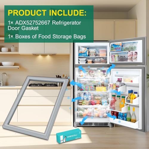 UPGRADED ADX52752667 Refrigerator Door Gasket Replacement Compatible with LG Refrigerator Door Seal, Replaces Part Number ADX52752638 4116840 AP5975050 Kenmore Freezer Door Gasket