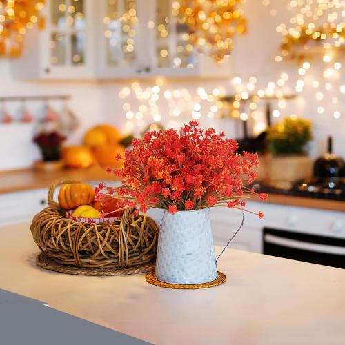 RECUTMS 12 Bundles Artificial Plastic Flowers for Outdoors UV Protected Artificial Fake Flowers Bulk For Fake Plastic Plants Bulk Indoor Outdoor Greenery Used For Party Home Garden Decoration (Autumn)