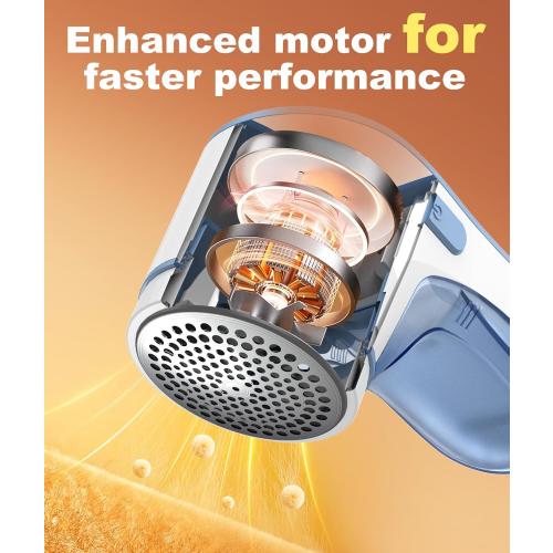 Fabric Shaver, Lint Remover for Clothes, Effectively and Quickly Remove Pills, Sweater Shaver with Stainless Steel 3-Leaf Blades and Safety Lock Protection.(Blue & White)