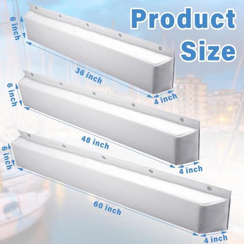 Spiareal Edge Dock Bumpers Straight Marine Boat Bumpers for Docking UV Resistant Boat Dock Fenders for Docking, Preventing Dent and Scratch, White