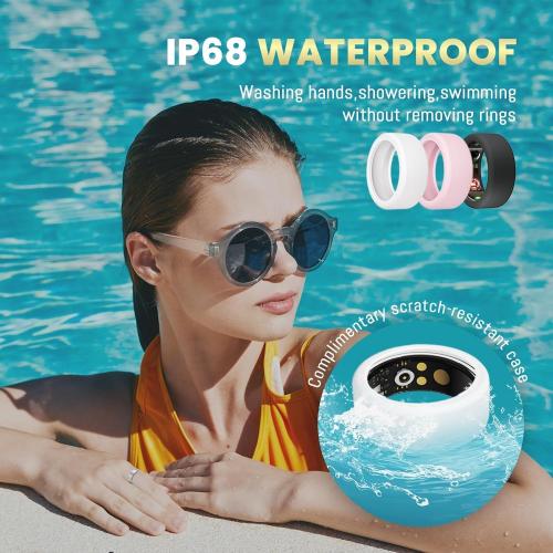 Smart Ring for Women Men, Health Tracker with Heart Rate, Blood Oxygen, Blood Pressure, Sleep Monitor, Step Counting, IP68 Waterproof Fitness Ring, No App Fees for iPhone & Android
