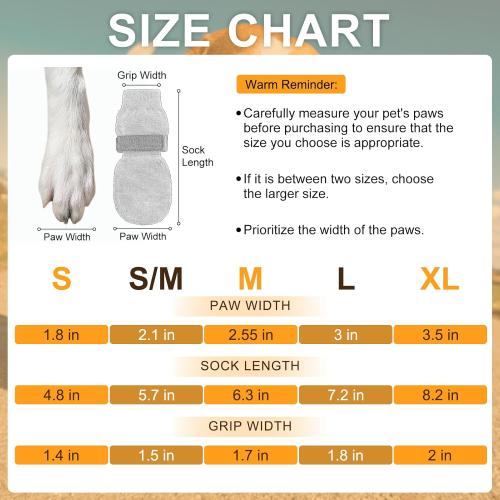 BEAUTYZOO Non Slip Dog Socks to Prevent Licking Paws, Dog Shoes Booties for Hardwood Floors Anti Slip-Thick Grip Works Even When Twisted-Paw Protector for Cold Pavement Small Medium Large Senior Dogs