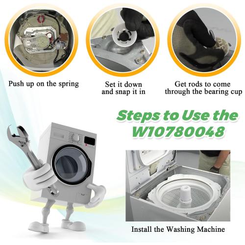 Updated W10780048 WTW4800XQ4 WTW4800XQ1 RTW4640YQ1 ATW4675YQ1 Washer Suspension Rod Replacement for Whirlpool Kenmore Maytag Amana WTW4800XQ2 MVWC200XW2 WTW4930XW1 CAW9244XQ2 NTW4501XQ0 by Techecook