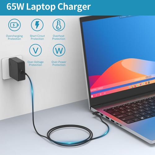 65w 20V 3.25A Ac Charger fit for Lenovo IdeaPad 3 5 Flex 4 5 6 1470 1480 1570,Ideapad 110 110s 310 320 330 330s 520 530s 710s S145 Yoga 720 710 330 Series ADLX65CDGU2A Laptop Power Adapter Cord