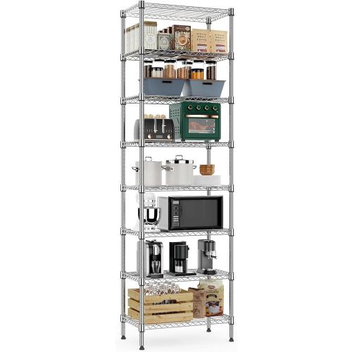 M MZG 8 Tier 2000 lbs Storage Rack Metal Wire Shelving Unit, Storage Standing Shelf Organizer for Laundry Bathroom Kitchen Pantry Closet Garage Utility Room, Chrome 13.8 D x 23.6 W x 79.5 H