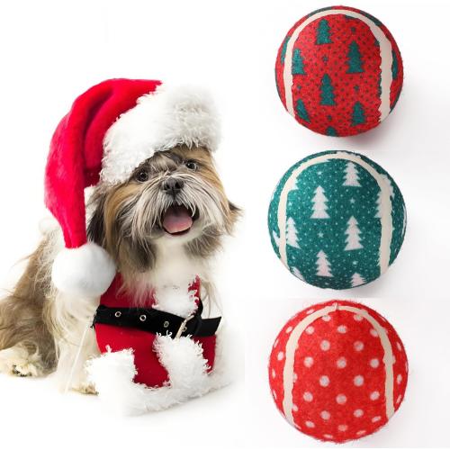 LUCKITTY 3 Packs Christmas Dog Tennis Balls Interactive Toy Puppy for Small Medium Dogs Training Playing- Christmas Tree and Snowflake Patterns 2.5 Inch