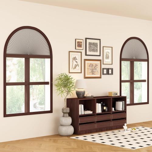 Size 24x48 Color White Half Circle Window Shade Arch Window Cellular Blackout Shades Cordless for Half Moon Window Shade no Drill Honeycomb Blackout Blinds Easy to Cut and Install (White 24 X 48)