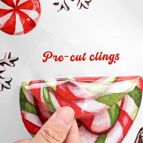 Ivenf Christmas Window Clings Decorations: 2 Sheets Extra Large Gingerbread Man Couple Window Stickers, Cute Gingerbread Peppermint Candy Canes Snowflake Decals for Home Office Holiday Party Décor