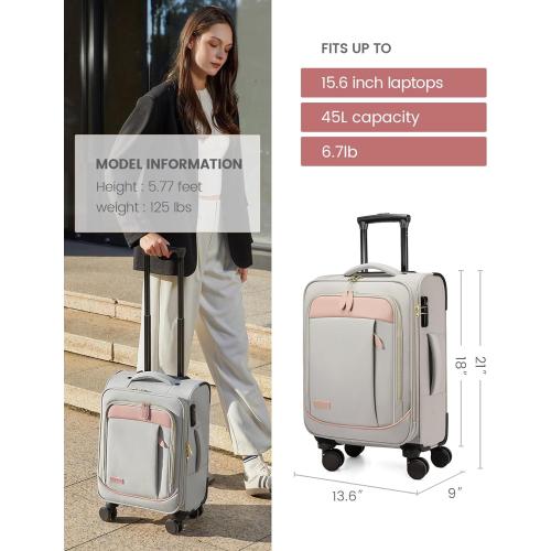 LOVEVOOK 4 Pcs Carry On Luggage 22x14x9 Airline Approved 20 Inch Underseat Carry on Suitcase for Women Men Softside Travel Luggage with Spinner Wheels and TSA Lock