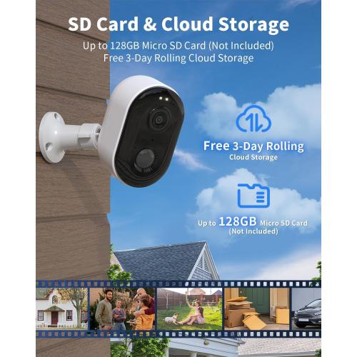 Security Cameras Wireless Outdoor, Battery Powered 2k Color Night Vision, AI Motion Detection Spotlight Siren, IP66 Weatherproof, 2-Way Talk, SD/Cloud Storage, 2.4Ghz WiFi Cameras for Home Security