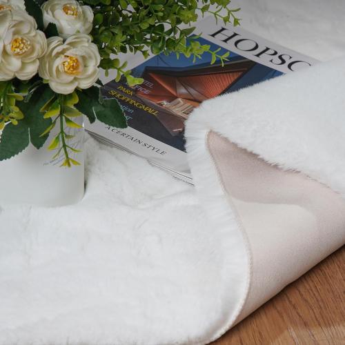 Latepis White Round Rugs Faux Rabbit Fur Rug for Living Room Washable Fluffy Rug for Kids Room Bedroom Furry Shaggy Rugs for Dorm Nursery Room