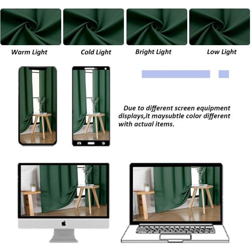 Simplebrand Ava Ever Green Blackout Curtains for Bedroom 84 Inch Length 2 Panels Set, Solid Thermal Insulated Privacy Living Room Window Treatment Curtains Blackout Drapes, W50 x L84 Inch, Ever Green