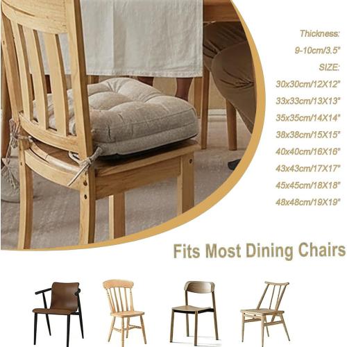 Set of 2 Seat Cushions for Dining, Tufted Indoor Chairs Pads with Ties & Non Slip Backing, Chair Cushion for Kitchen Room(8,2pcs:35x35cm)‼️light dirt and good condition‼️