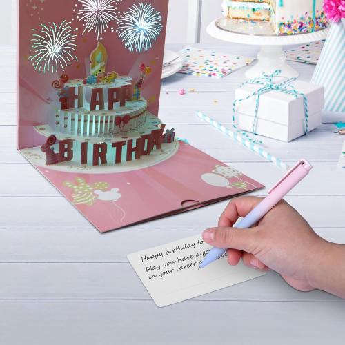Musical, Firework, 3D Popup Birthday Cards with Light and Music, Blowable, Plays Hit Song 'Happy Birthday', for Women, Men and Kids