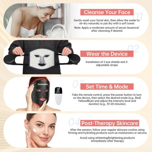 Red Light Therapy for Face, Near-lnfrared 850 LED Face Mask Light Therapy 3 Modes Portable Led Face Mask Light Therapy with Rechargeable Remote, Red Light Therapy Mask with Timing Function