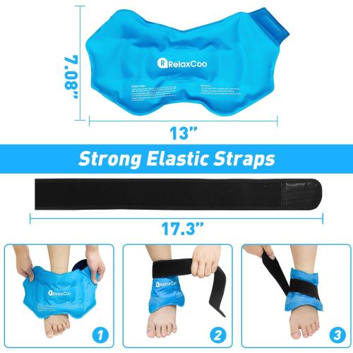 RelaxCoo Ankle Ice Pack Wrap for Swelling, Reusable Gel Ice Pack for Ankle Injuries, Cold Compress Therapy for Foot Pain Relief, Achilles Tendonitis, Plantar Fasciitis, Sprains