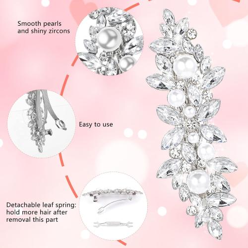 4PCS Sparkly Rhinestone Hair Clips for Women, Silver Flower Crystal Hair Clips