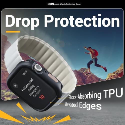 MAGEASY Designed for Apple Watch Series 11 Case 46mm | Shockproof Silicone Bumper with Customizable Buttons, Military Grade Durable Protective iWatch Cover, Skin Series - Starlight White