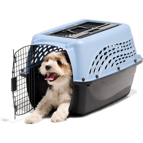 Petmate Dog Crates for Small Dogs & Cat Carriers, Two-Door Plastic Pet Kennel, Top & Front Loading, Made in USA, 24, Blue