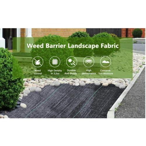 Size 3ftx50ft Weed Barrier Landscape Fabric Heavy Duty，Weed Block Gardening Ground Cover Mat, Weed Control Garden Cloth ，Woven Geotextile Fabric for Underlayment，Commercial Driveway Fabric