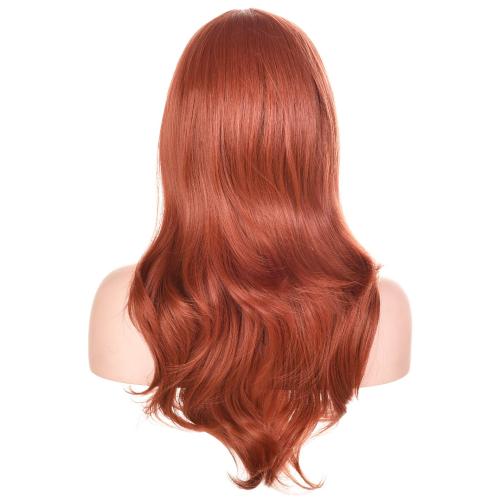 morvally 23 Long Wig Big Wavy Heat Resistant Synthetic Straight Hair with Bangs for Cosplay Costume Halloween Party (Auburn)