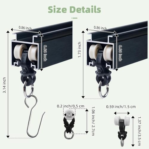 MLOQI Curtain Tracks Ceiling Wall Mounted with Soundproof Strips, Curtains Tracks Rails System, Black Ceiling Track for Curtains 3-6 Feet