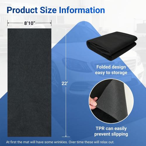 FLEXIMOUNTS 22' x 8'10 Garage Floor Mat, Waterproof Rubber Backing | Absorbent, Slip-Resistant Carpet With Waterproof Rubber Backing, Ideal For Garage Floors, Workshops And Toolboxes