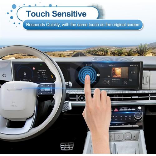 2024 2025 2026 Santa Fe Screen Protector for Hyundai Santa Fe (SEL/XRT/Limited/Calligraphy) (Dual 12.3Inch&AC Displays), 9H Tempered Glass 2026 2025 Santa Fe Hybrid Accessories HD Transparent