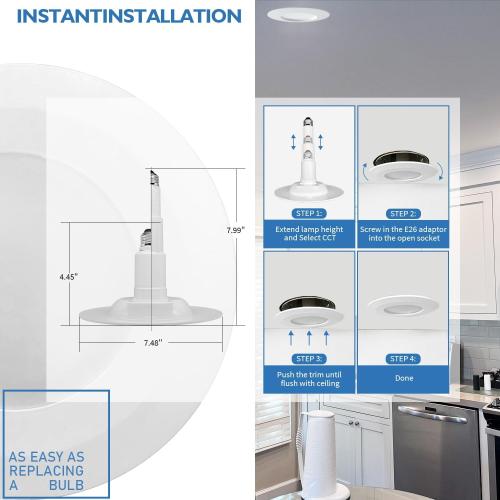 Jolux 5/6 Non-Dimmable LED Adjustable Retrofit Downlight,E26 Medium Screw Base,12W=75W, 5000K (Daylight),920 Lumens,Damp Rated Recessed Lighting,Simple Installation Can Lights,ETL, 6-Pack,Bevel Trim