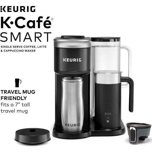Keurig K-Café SMART Single Serve Coffee Maker with WiFi Compatibility, Latte and Cappuccino Machine with Built-In Frother, 6 Brew Sizes, Black (missing parts)