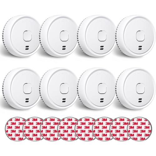 Pack of 8 Ecoey Smoke Detector, Smoke Alarm with Advanced Photoelectric Technology, Fire Alarm Smoke Detector with Test Button and Low Battery Reminder, Fire Alarm Used in Bedroom, Home, FJ138, 8 Packs