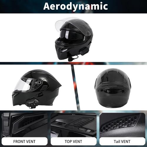Motorcycle Bluetooth Modular Helmet, DOT FMVSS-218 Approved Flip Up Full Face Motorcycle Dual Visor Helmet, with Dual Speakers and Microphone, for Adults Men and Women