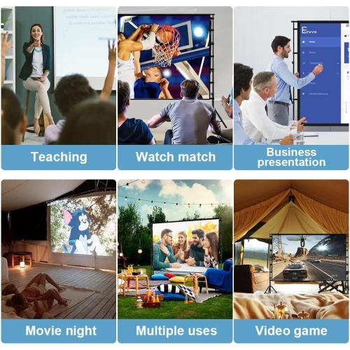 180 inch Projector Screen with Stand,HUANYINGBJB Outside Projection Screen, Portable 16:9 4K HD Rear Front Movie Screen with Carry Bag for Theater Backyard Movie Night,Cinema School, Churches,Parties
