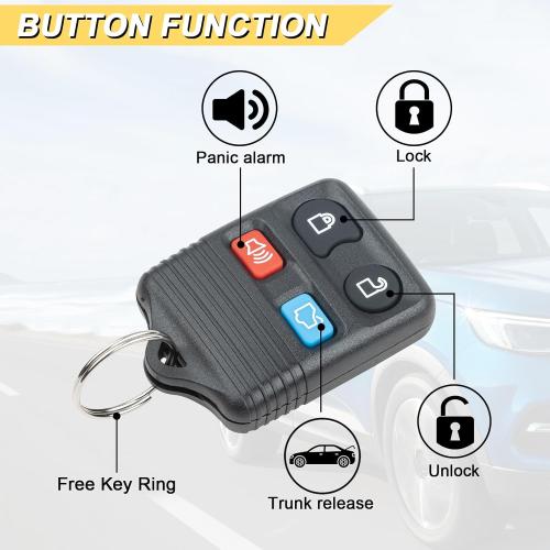 Vurkcy Key Fob Replacement for Ford Expedition Explorer Focus Fusion Mustang Taurus Lincoln Navigator Mercury Sable Car Keyless Entry Remote Control, CWTWB1U212 CWTWB1U331, 4 Buttons