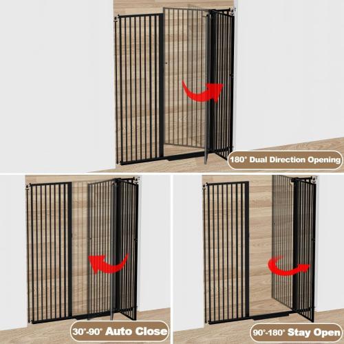57 Extra Tall Pet Gate for Cats Dogs-43.4-48 Extra Wide Cat Gate for Doorways and Stairs-1.37 Ultra Narrow Spacing Pressure Mounted Dog Gate with One-Handed Operation(43.4-48)
