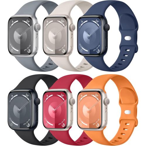 Maledan 6 Pack Bands Compatible for Apple Watch Band 38mm 40mm 41mm 42mm 44mm 45mm 46mm 49mm Women Men, Soft Silicone Sport Band Strap for iWatch Apple Watch Series 11 10 9 8 7 6 5 4 3 2 1 SE Ultra