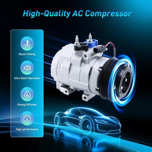 AC Compressor Compatible with 2007-2014 Ford Expedition, Lincoln Navigator, 2007-2014 Ford F-150, 2007-2009 Ford F-250, 2007-2010 F-250 F-350 F-450 F-550 Super Duty, 2007-2008 Lincoln Mark LT