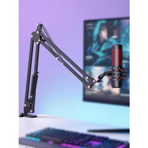InnoGear Boom Arm Microphone Mic Stand for Blue Yeti HyperX QuadCast SoloCast Snowball Fifine Shure SM7B and Other Mic, Black