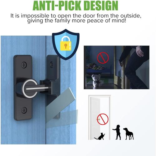 Barn Door Lock Hardware, 90 Degree Heavy Duty Gate Latches Flip Latch Safety Door Bolt Latch Lock, Barn Sliding Door Latch Lock Suitable for Garden, Bathroom, Outdoor, Garage, Window