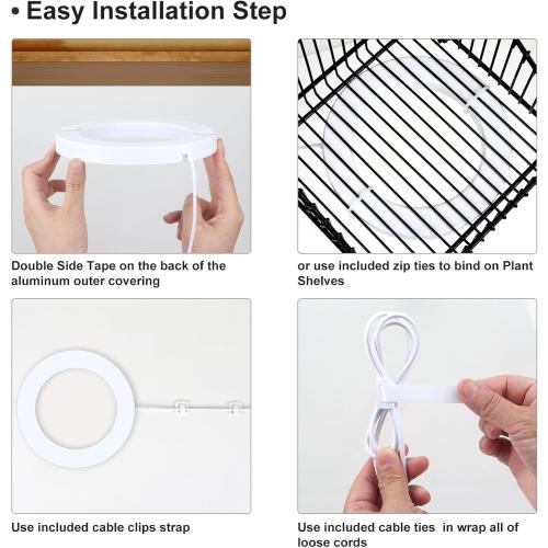 Full Spectrum Grow Light for Indoor Plants, 216 LEDs Halo Plant Light with Auto On/Off Timer (4/8/12H), 10-Level Brightness, 3 Lighting Modes, for Small Plants & Seedlings (White, Tri Head)