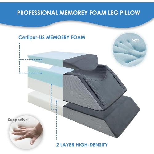 Kehangte Leg Elevation Pillows for After Surgery,4-Height Adjustable Leg Elevating Pillow,Knee Surgery Recovery Equipment,Improving Blood Circulation,Ankle/Foot Surgery Swelling, Washable Cover